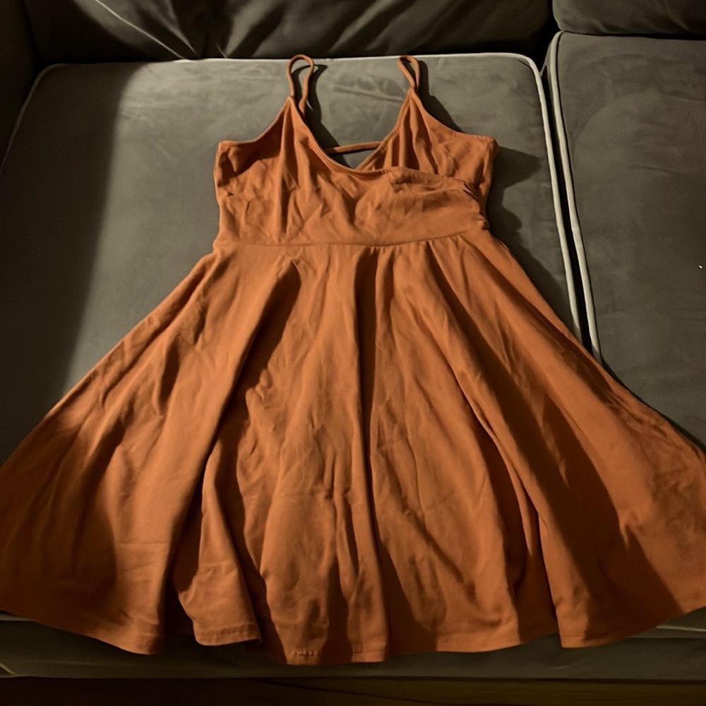 Forever 21small adjustable straps burnt orange very flowie dress 95% cotton 5sp